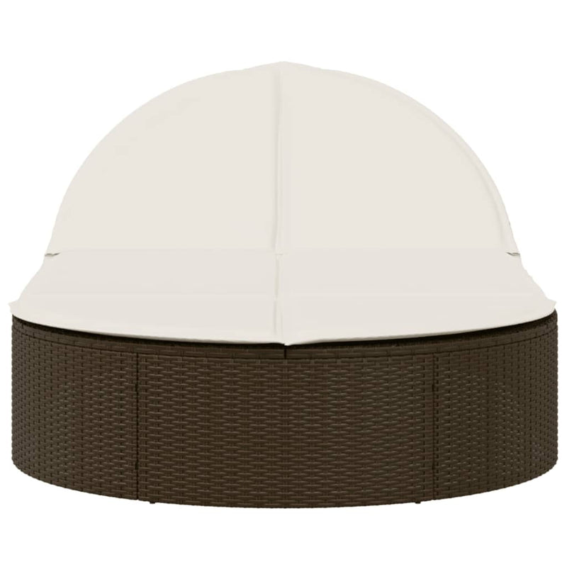 vidaXL barna polyrattan dupla napozóágy párnával