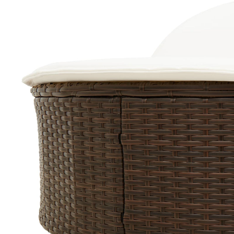 vidaXL barna polyrattan dupla napozóágy párnával