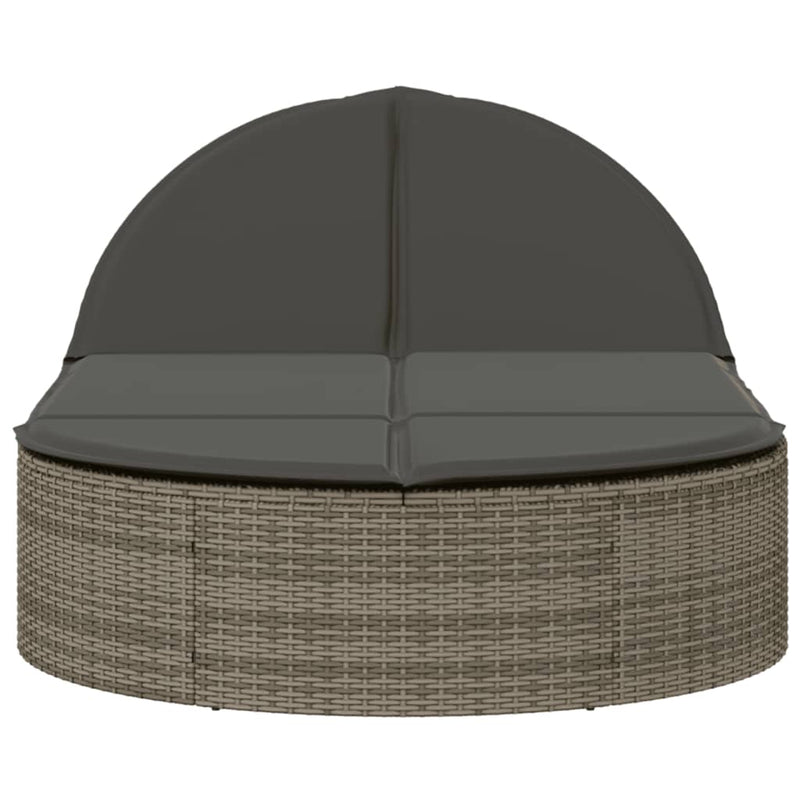 vidaXL szürke polyrattan dupla napozóágy párnával