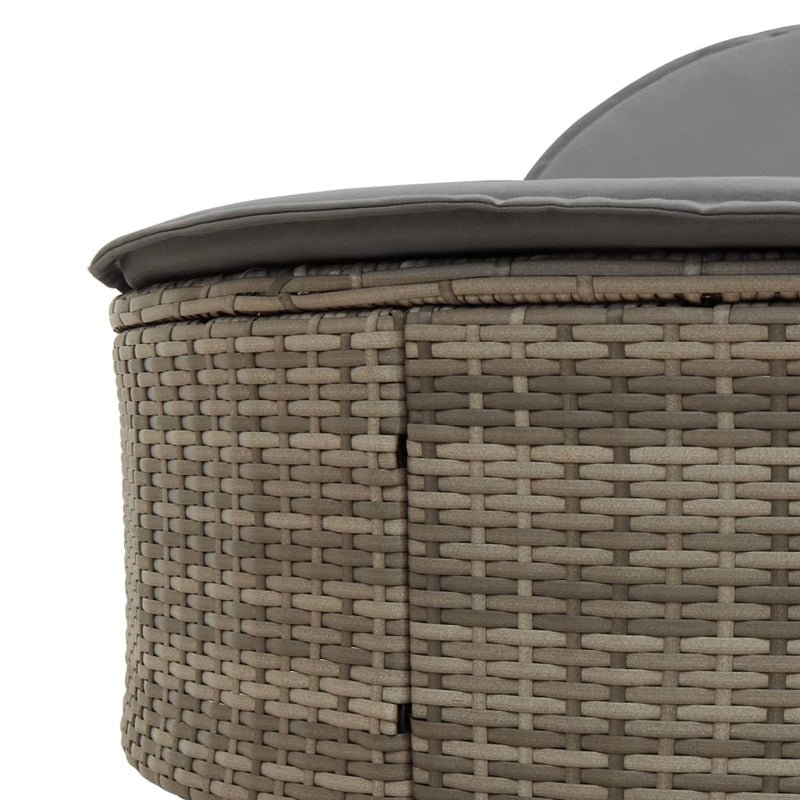 vidaXL szürke polyrattan dupla napozóágy párnával