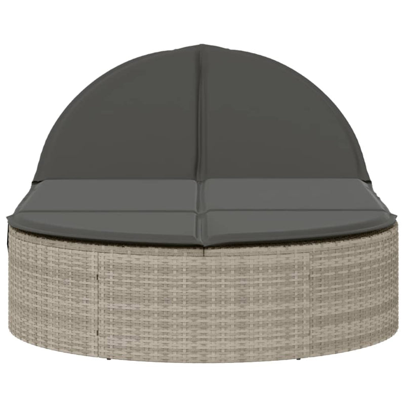 vidaXL világosszürke polyrattan dupla napozóágy párnával