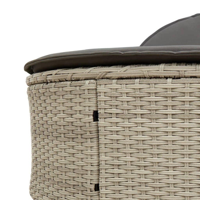 vidaXL világosszürke polyrattan dupla napozóágy párnával