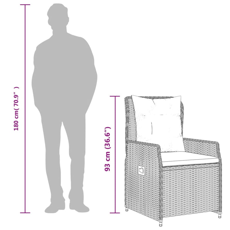 vidaXL 2 db fekete polyrattan dönthető kerti szék