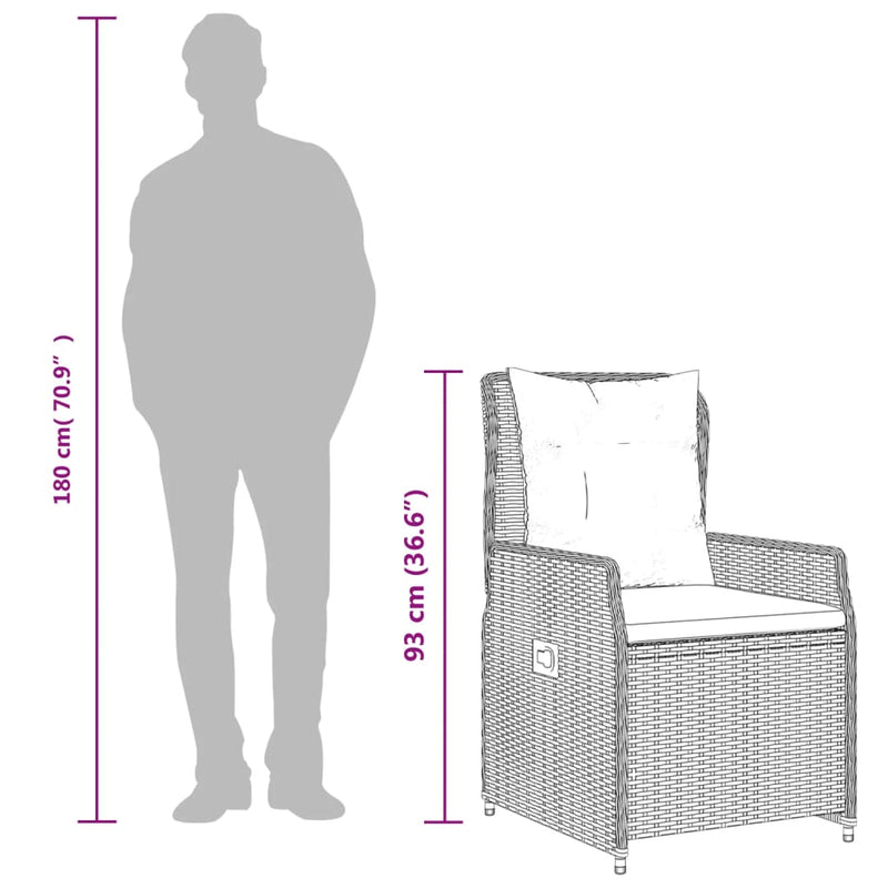 vidaXL 2 db barna polyrattan dönthető kerti szék