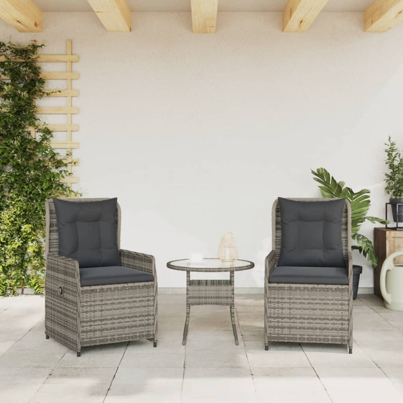 vidaXL 2 db szürke polyrattan dönthető kerti szék