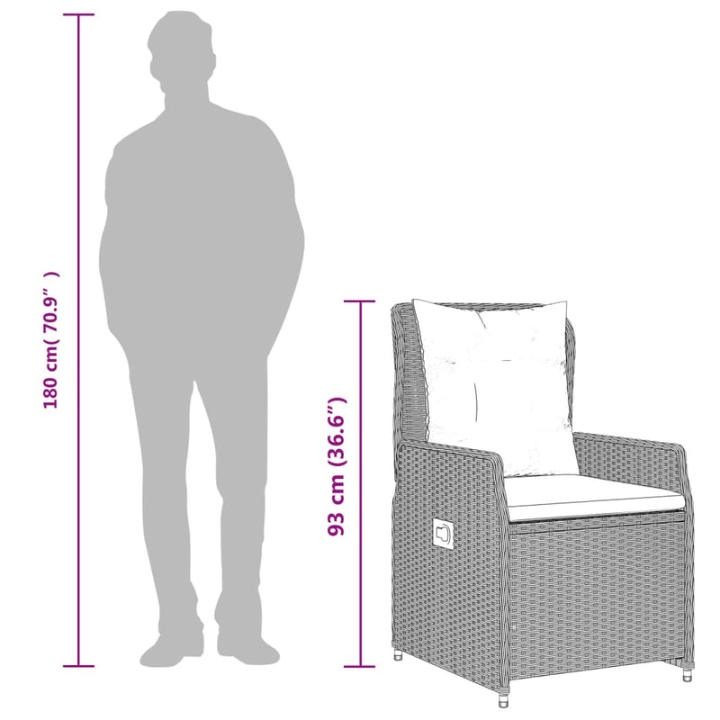 vidaXL 2 db világosszürke polyrattan dönthető kerti szék