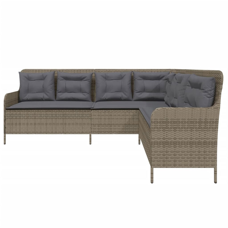 vidaXL szürke polyrattan L-alakú kerti kanapé párnákkal