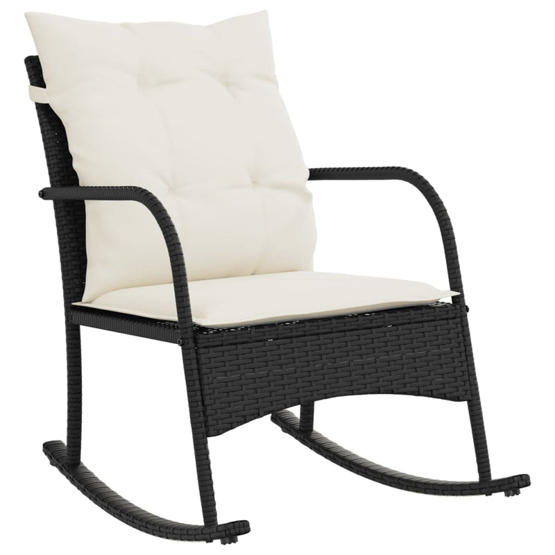vidaXL fekete polyrattan kerti hintaszék párnákkal
