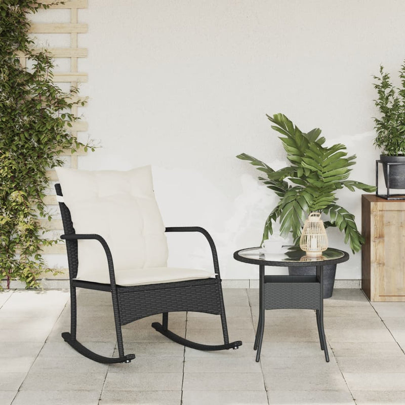 vidaXL fekete polyrattan kerti hintaszék párnákkal
