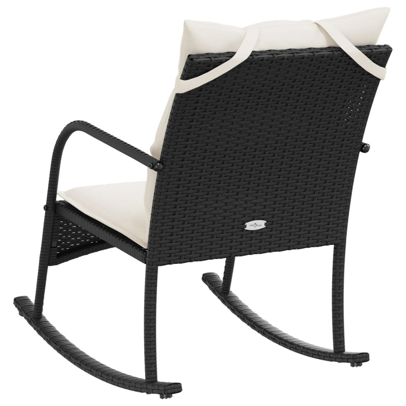 vidaXL fekete polyrattan kerti hintaszék párnákkal