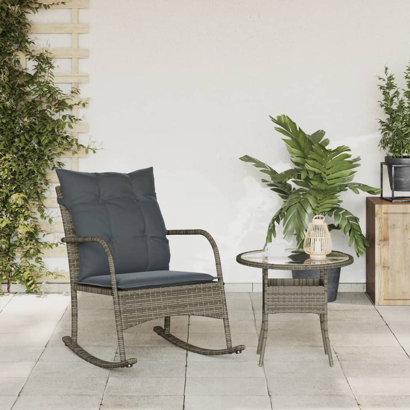 vidaXL szürke polyrattan kerti hintaszék párnával