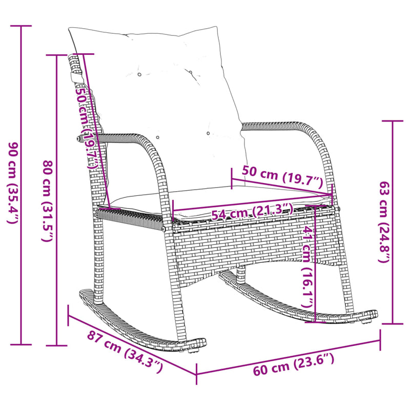 vidaXL szürke polyrattan kerti hintaszék párnával