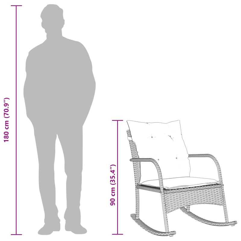 vidaXL szürke polyrattan kerti hintaszék párnával