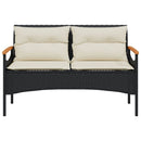 vidaXL fekete polyrattan kerti pad párnával 116 x 62,5 x 74