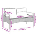 vidaXL fekete polyrattan kerti pad párnával 116 x 62,5 x 74