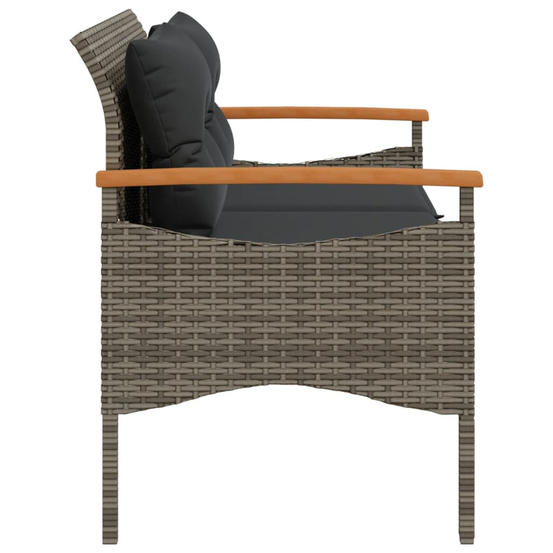 vidaXL szürke polyrattan kerti pad párnával 116 x 62,5 x 74