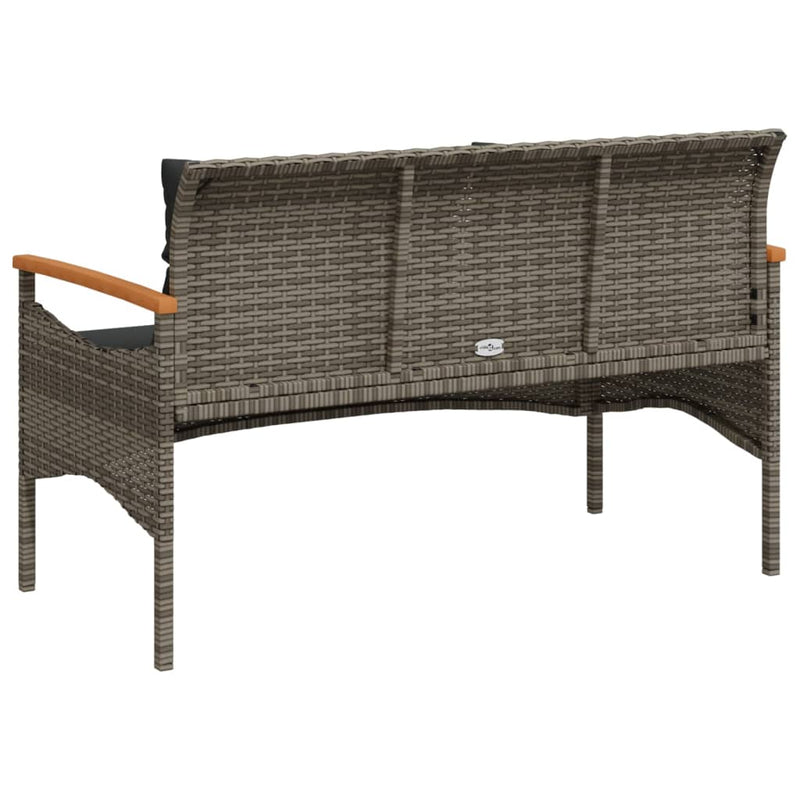 vidaXL szürke polyrattan kerti pad párnával 116 x 62,5 x 74