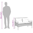 vidaXL szürke polyrattan kerti pad párnával 116 x 62,5 x 74