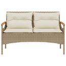 vidaXL bézs polyrattan kerti pad párnával 116 x 62,5 x 74