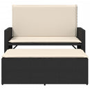 vidaXL fekete polyrattan kerti pad párnákkal és lábtartóval