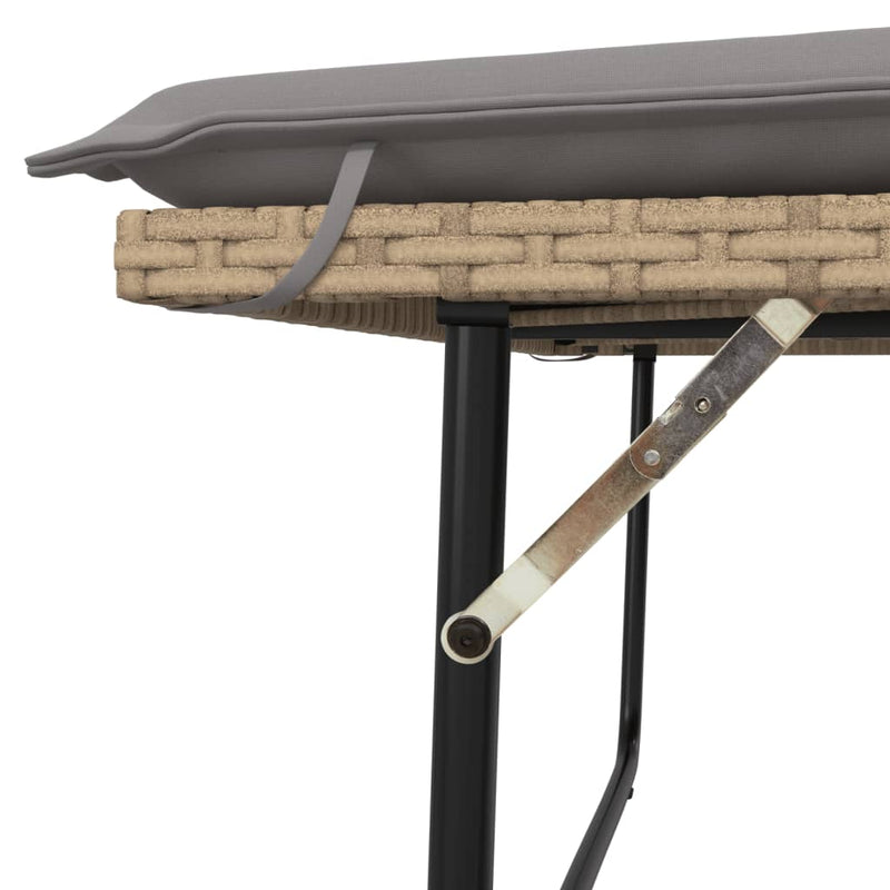 vidaXL bézs polyrattan kerti pad párnákkal és lábtartóval