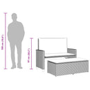 vidaXL bézs polyrattan kerti pad párnákkal és lábtartóval