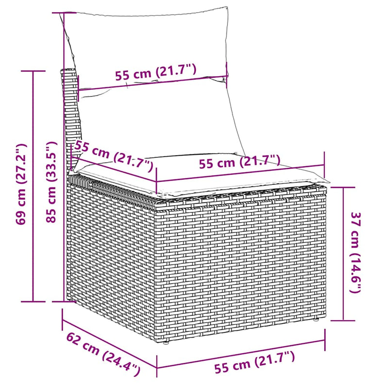 vidaXL 7 részes világosszürke polyrattan kerti ülőgarnitúra párnákkal