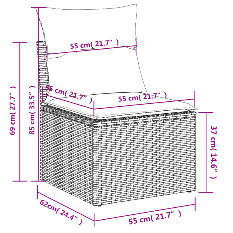 vidaXL 9 részes szürke polyrattan kerti ülőgarnitúra párnákkal