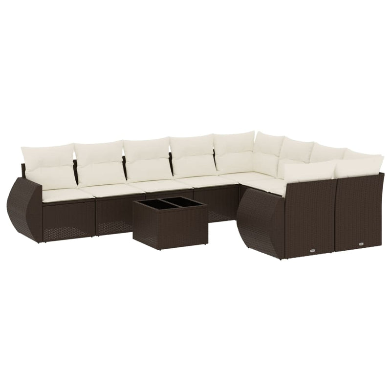 vidaXL 10 részes barna polyrattan kerti ülőgarnitúra párnákkal
