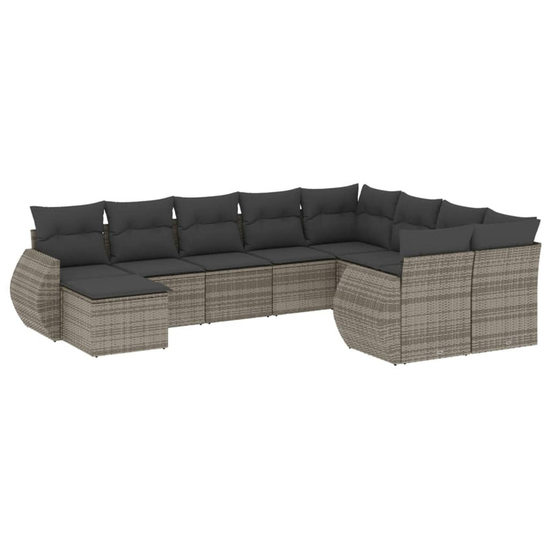 vidaXL 10 részes szürke polyrattan kerti ülőgarnitúra párnákkal