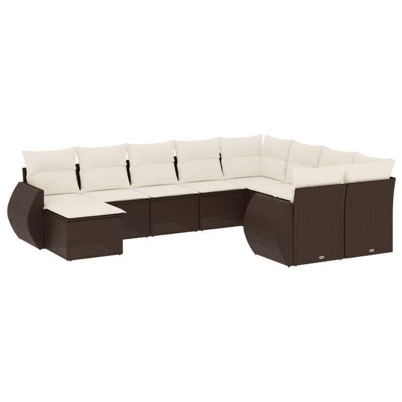 vidaXL 10 részes barna polyrattan kerti ülőgarnitúra párnákkal