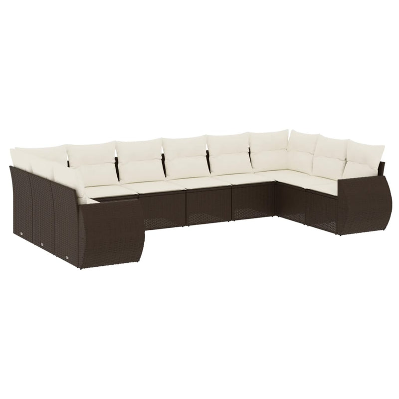 vidaXL 10 részes barna polyrattan kerti ülőgarnitúra párnákkal