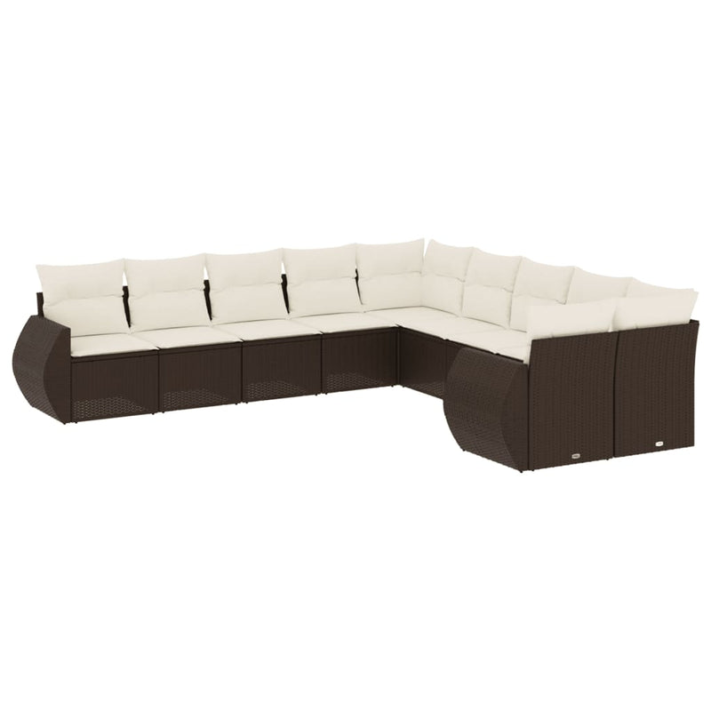 vidaXL 10 részes barna polyrattan kerti ülőgarnitúra párnákkal