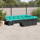 vidaXL 11 db fekete polyrattan kerti kanapégarnitúra párnákkal