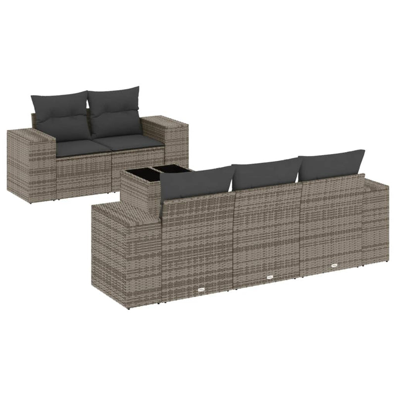 vidaXL 6 részes szürke polyrattan kerti ülőgarnitúra párnákkal