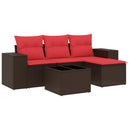 vidaXL 5 db barna polyrattan kerti kanapégarnitúra párnákkal