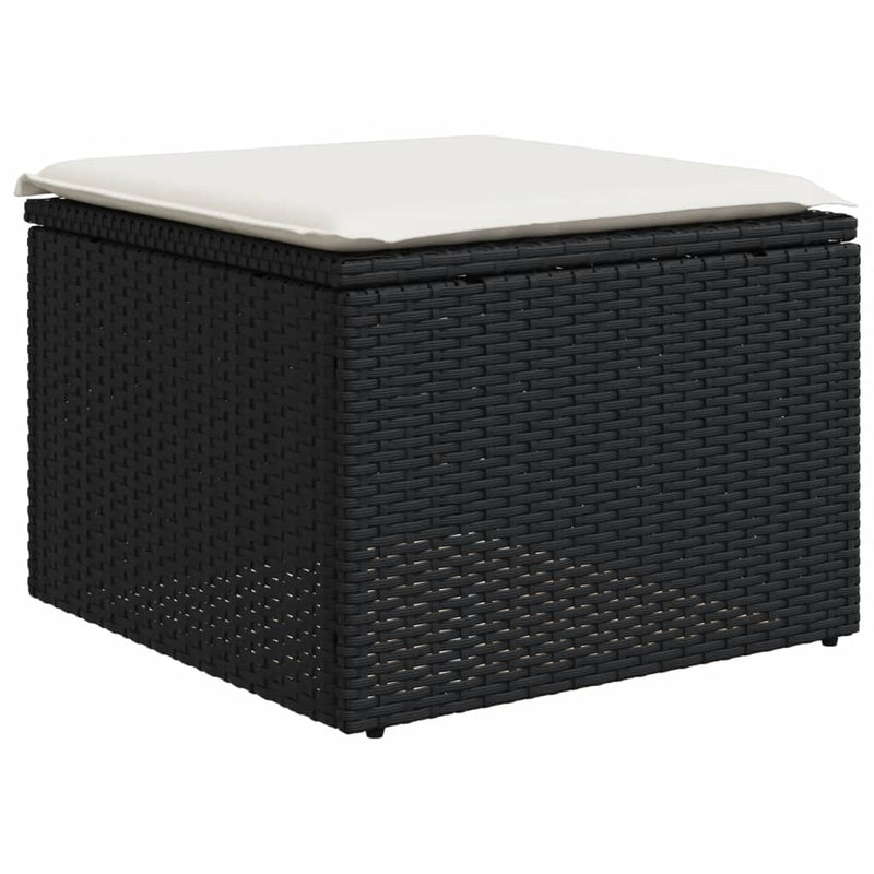 vidaXL 5 részes fekete polyrattan kerti kanapészett párnákkal
