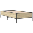 vidaXL sonoma tölgyszínű szerelt fa és fém ágykeret 100 x 200 cm
