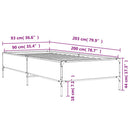 vidaXL fekete szerelt fa és fém ágykeret 90 x 200 cm