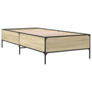 vidaXL sonoma tölgyszínű szerelt fa és fém ágykeret 90 x 200 cm