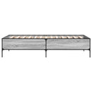 vidaXL sonoma tölgyszínű szerelt fa és fém ágykeret 90 x 200 cm