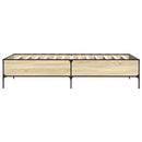 vidaXL sonoma tölgyszínű szerelt fa és fém ágykeret 75 x 190 cm