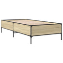 vidaXL sonoma tölgyszínű szerelt fa és fém ágykeret 75 x 190 cm