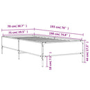 vidaXL sonoma tölgyszínű szerelt fa és fém ágykeret 75 x 190 cm