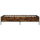 vidaXL füstös tölgyszínű szerelt fa és fém ágykeret 75 x 190 cm