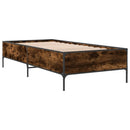 vidaXL füstös tölgyszínű szerelt fa és fém ágykeret 75 x 190 cm