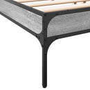 vidaXL szürke sonoma szerelt fa és fém ágykeret 200 x 200 cm