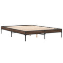 vidaXL barna tölgyszínű szerelt fa és fém ágykeret 150 x 200 cm