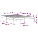 vidaXL sonoma tölgyszínű szerelt fa és fém ágykeret 120 x 200 cm