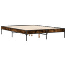 vidaXL füstös tölgyszínű szerelt fa és fém ágykeret 120 x 200 cm